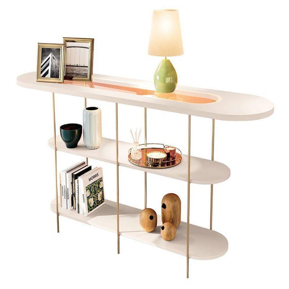 Estante Home Theater Bold Off White Castanho E Aparador Infinity E Kit Mesa De Centro Sky Off White - Hb Móveis - 8