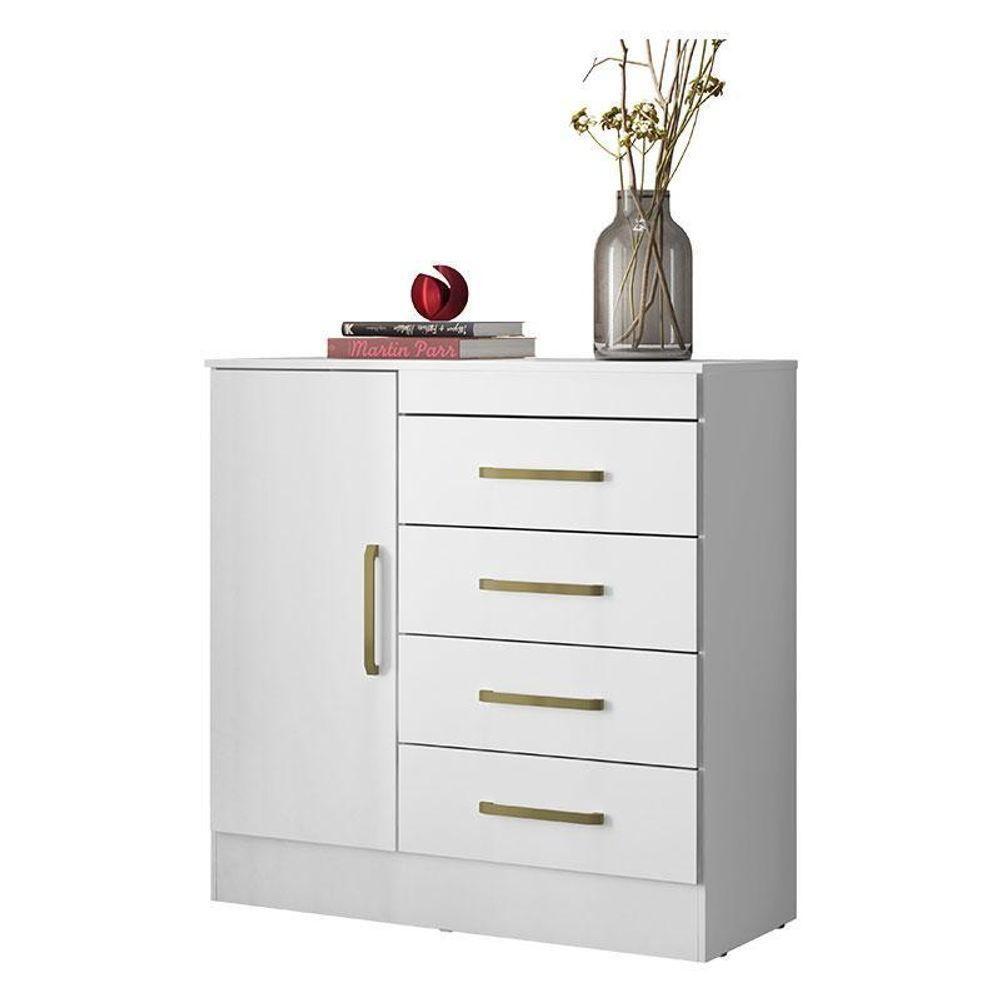 Cômoda Montevidéu E Guarda Roupa Solteiro Wind Branco Flex - Demóbile - 2