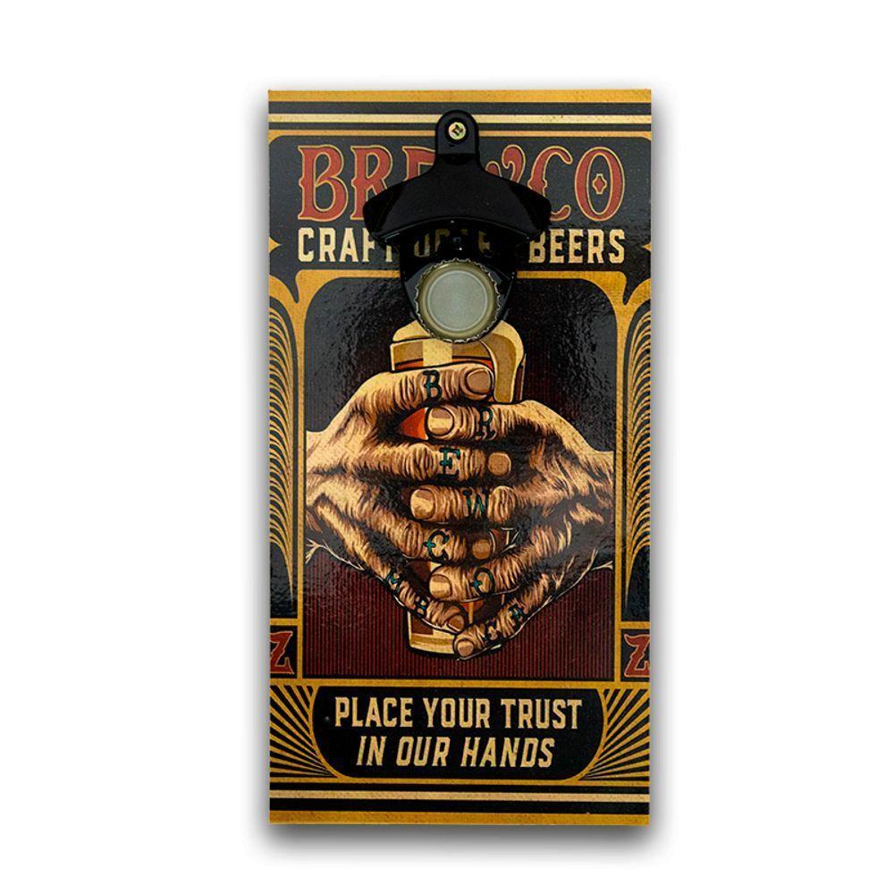 Abridor Garrafas Parede Bebida Brewco Mdf Com Imã 25x13 Cm - 1