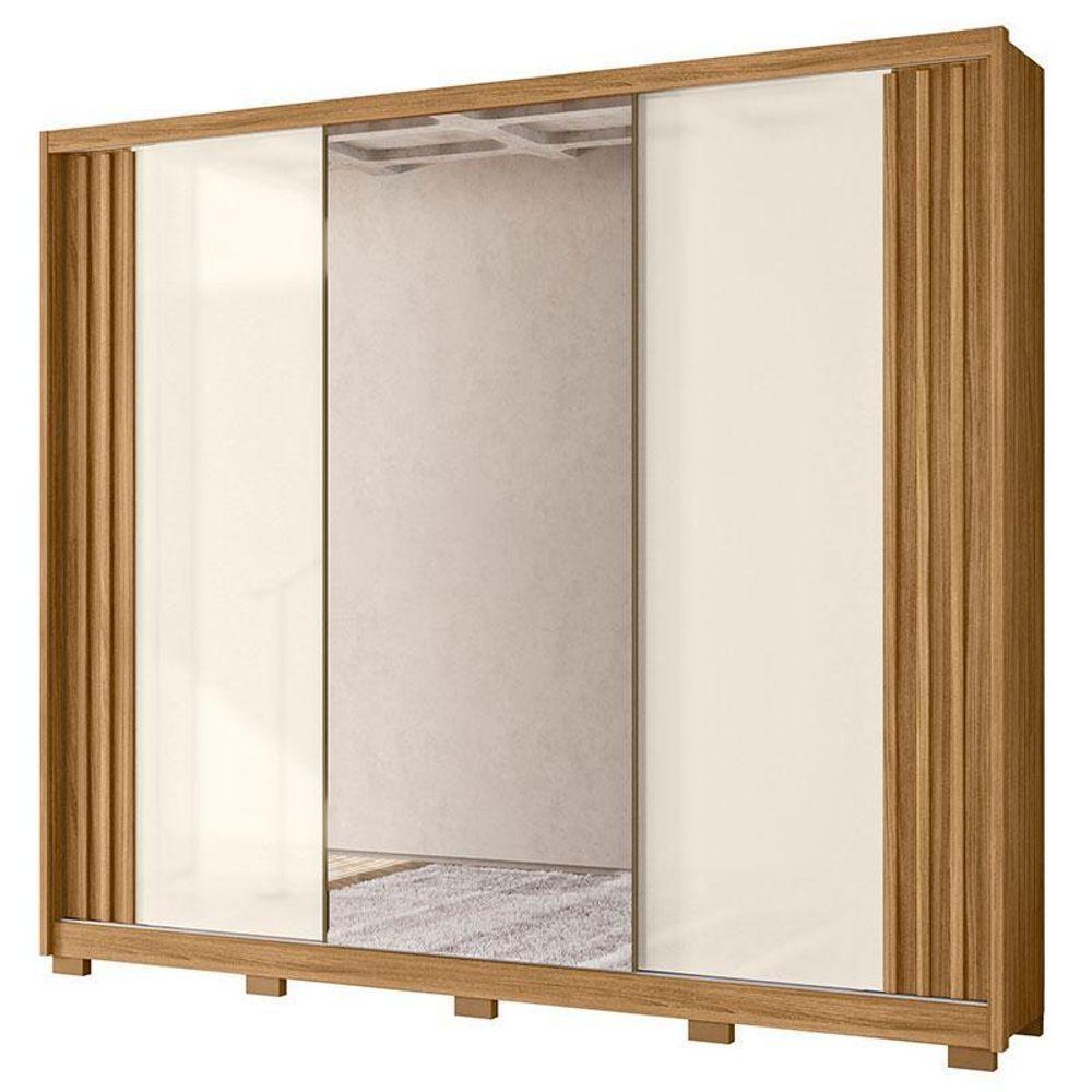 Guarda Roupa Casal Ambiente Arizona 3 Portas Freijó Off White Com Espelho - Moval - 5