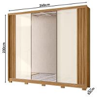 Guarda Roupa Casal Ambiente Arizona 3 Portas Freijó Off White Com Espelho - Moval - 2