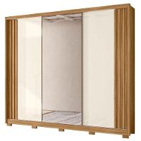 Guarda Roupa Casal Ambiente Arizona 3 Portas Freijó Off White Com Espelho - Moval - 5