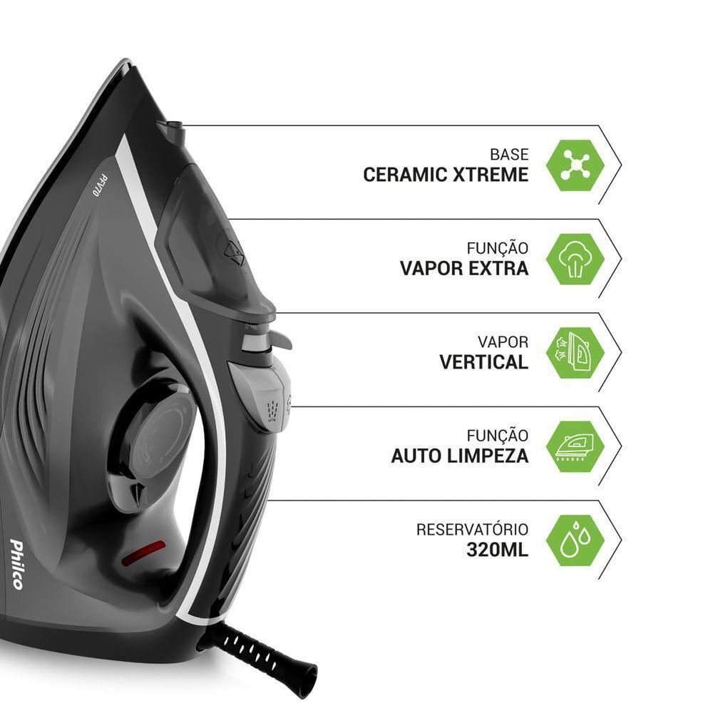 Ferro De Passar A Vapor Philco 320ml Base Cerâmica PFV70 110V - 5