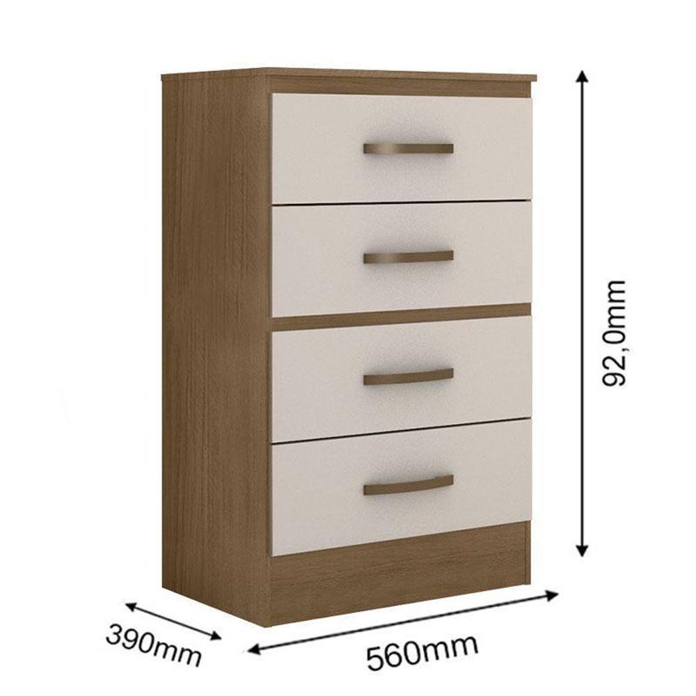 Guarda Roupa Casal 6 Portas E Cômoda 4 Gavetas Lite Nature Off White – Móveis Leão - 6