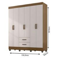 Guarda Roupa Casal 6 Portas E Cômoda 4 Gavetas Lite Nature Off White – Móveis Leão - 3