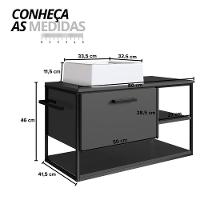 Gabinete Suspenso Para Banheiro Com Lavatório E Porta Basculante Grafite - 2