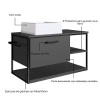 Gabinete Suspenso Para Banheiro Com Lavatório E Porta Basculante Grafite - 3