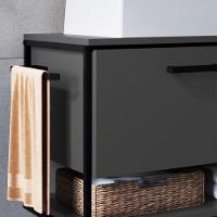 Gabinete Suspenso Para Banheiro Com Lavatório E Porta Basculante Grafite - 7