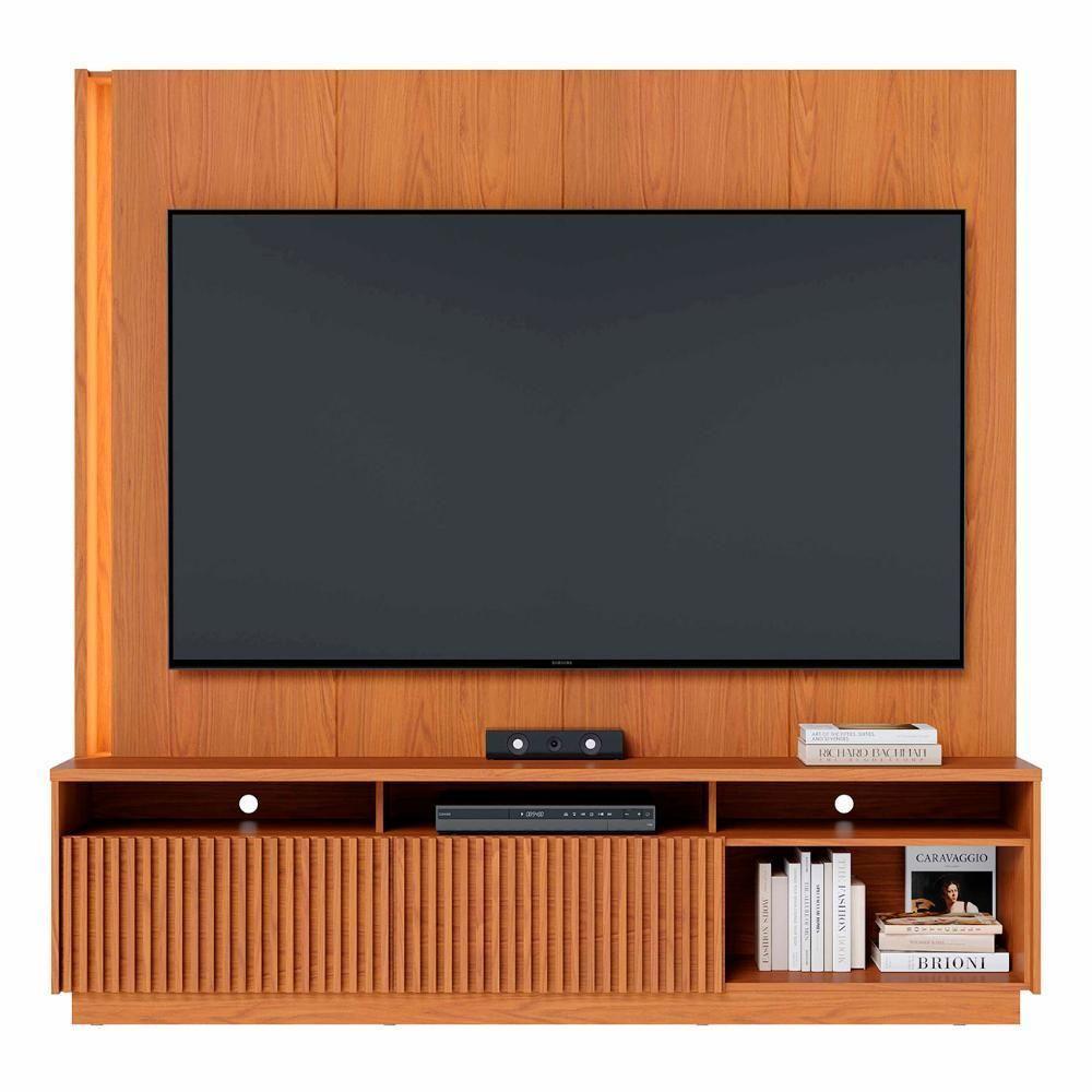 Estante Painel Tv 75 Pol Com Led 200cm Mafra Freijó C05 - Mpozenato - 5
