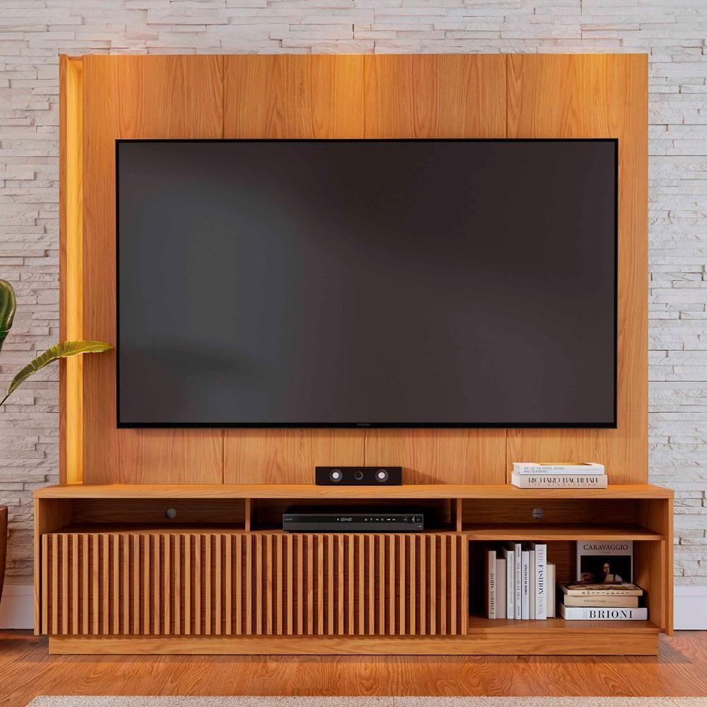 Estante Painel Tv 75 Pol Com Led 200cm Mafra Freijó C05 - Mpozenato - 6