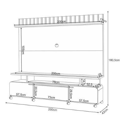 Estante Home Theater Artís Off White Cinamomo E Kit Mesa De Centro Sky Cinamomo – Hb Móveis