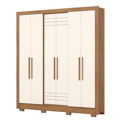 Guarda Roupa Casal B366 Nature Off White Henn - Briz Móveis