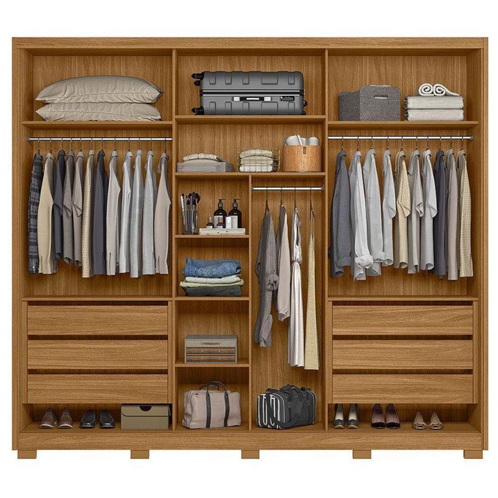 Guarda Roupa Casal Arizona 3 Portas Freijó Off White Com Espelho - Moval - 3