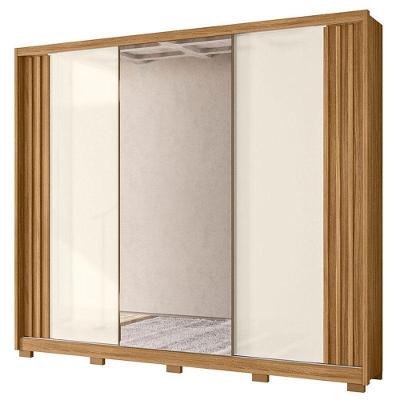 Guarda Roupa Casal Arizona 3 Portas Freijó Off White Com Espelho - Moval