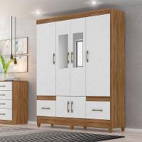 Guarda Roupa Casal Ambiente Ms912 6 Portas Naturale Branco Com Espelho - Moval - 1