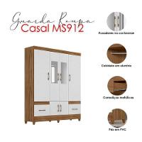 Guarda Roupa Casal Ambiente Ms912 6 Portas Naturale Branco Com Espelho - Moval