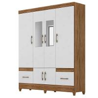 Guarda Roupa Casal Ambiente Ms912 6 Portas Naturale Branco Com Espelho - Moval - 5