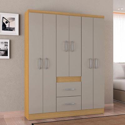 Guarda Roupa Casal Ambiente Milão 6 Portas Bater 2 Gavetas Damasco Off White