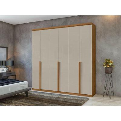 Guarda Roupa Casal Ambiente Alonzo 6 Portas Amêndoa Clean Off White - Lopas