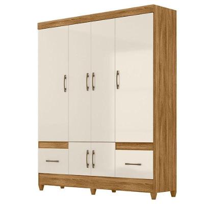 Guarda Roupa Casal MS912 6 Portas 2 Gavetas Freijó Off White MDP Moval Móveis