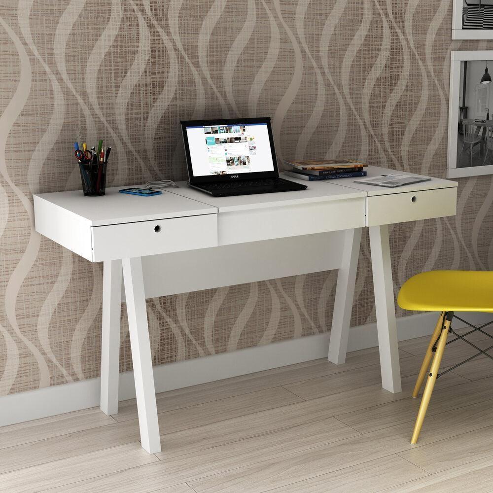 Penteadeira/Escrivaninha Com Espelho Cr35017 Branca - 2