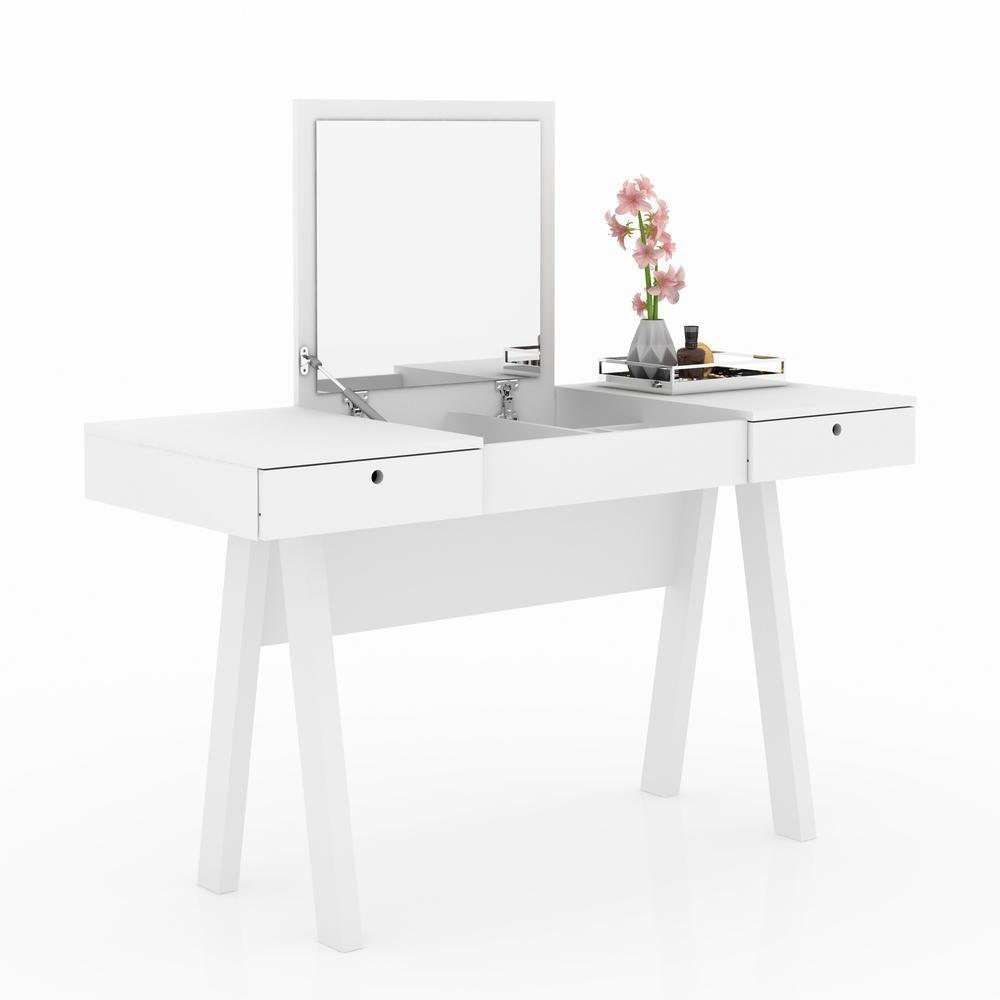 Penteadeira/Escrivaninha Com Espelho Cr35017 Branca - 4