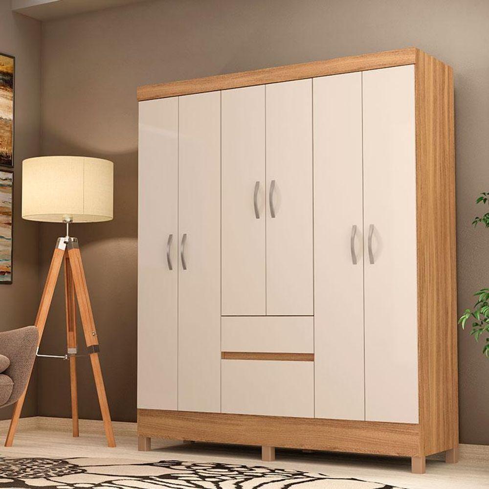 Guarda Roupa Casal Flash 2 Amêndola Touch Off White – Demóbile - 2