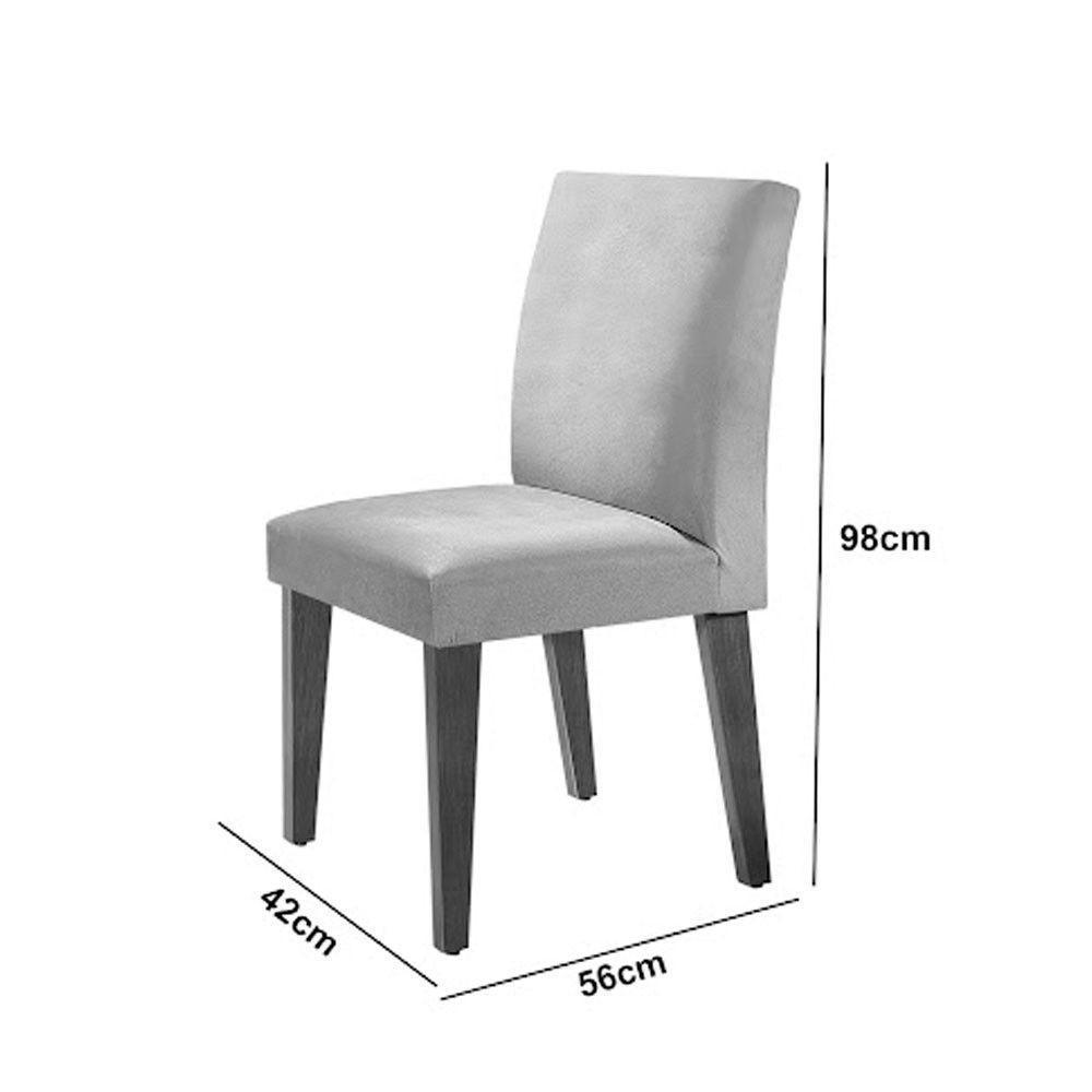 Sala De Jantar Mesa Olimpia 120mm Mdf Vidro Canto Reto Com 4 Cadeiras Creme/grafite/imbuia Ripado - 4