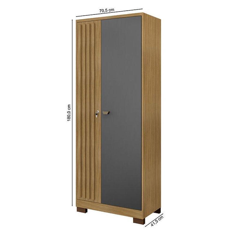 Guarda Roupa Casal Imperial Com Armário Multiuso Versátile Carvalho Americano Grafite – Incorplac - 4