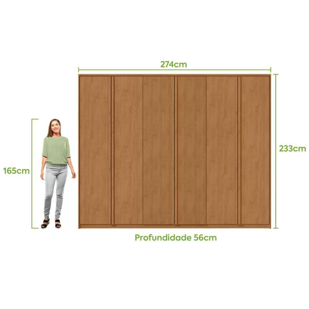 Guarda Roupa Casal Com Espelho 6 Portas 6 Gavetas Ollie Amêndoa Clean - 8