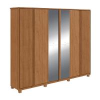 Guarda Roupa Casal Com Espelho 6 Portas 6 Gavetas Ollie Amêndoa Clean - 1