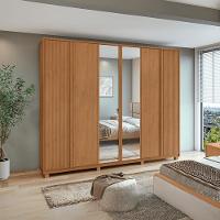 Guarda Roupa Casal Com Espelho 6 Portas 6 Gavetas Ollie Amêndoa Clean - 2