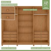 Guarda Roupa Casal Com Espelho 6 Portas 6 Gavetas Ollie Amêndoa Clean - 3