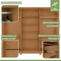 Guarda Roupa Casal Com Espelho 6 Portas 6 Gavetas Ollie Amêndoa Clean