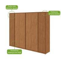 Guarda Roupa Casal Com Espelho 6 Portas 6 Gavetas Ollie Amêndoa Clean - 5