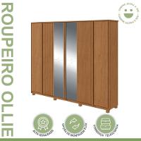 Guarda Roupa Casal Com Espelho 6 Portas 6 Gavetas Ollie Amêndoa Clean - 7