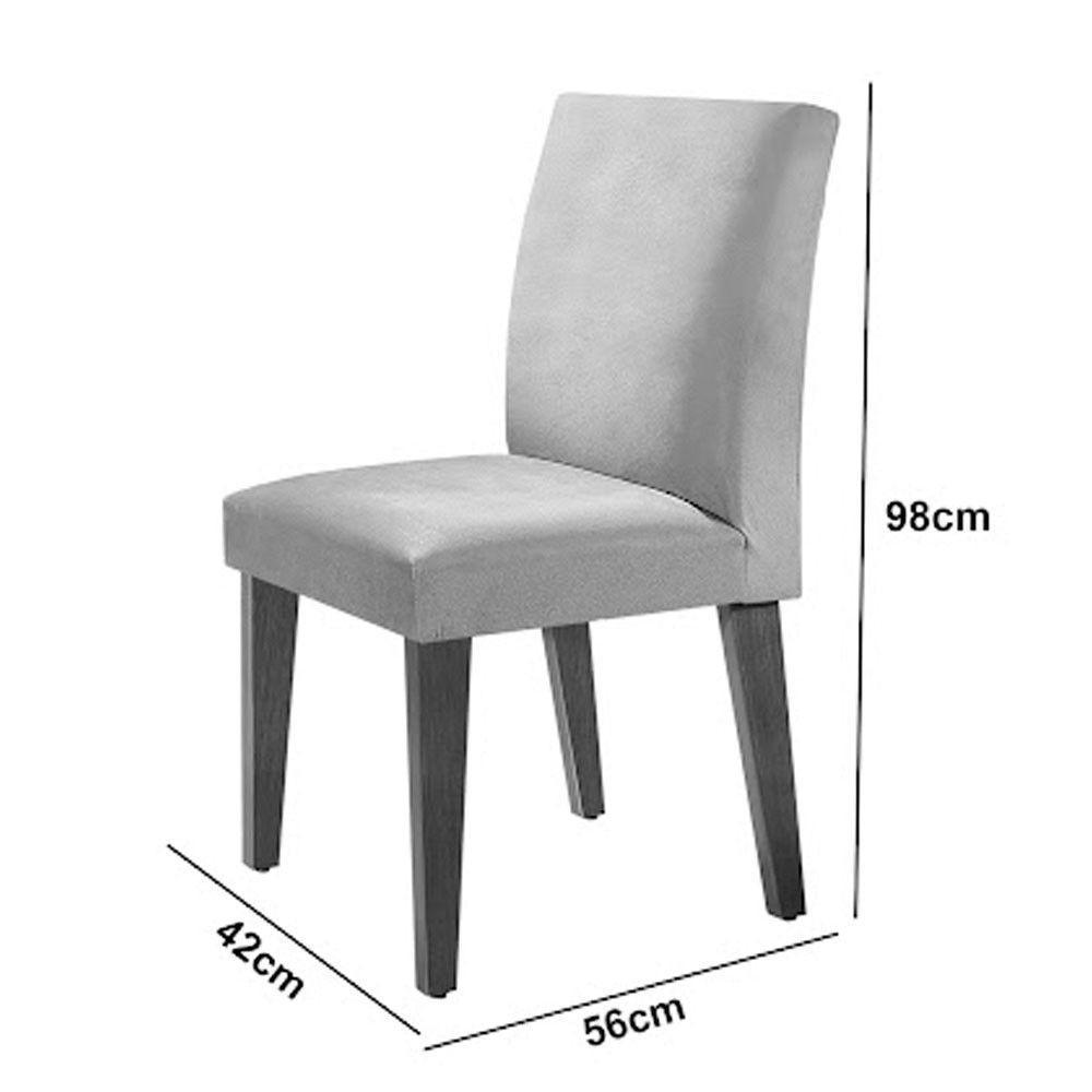 Sala De Jantar Mesa Olimpia 120mm Mdf Vidro Canto Reto Com 4 Cadeiras Grafite/grafite/imbuia Ripado - 4