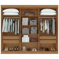 Guarda Roupa Casal Bertha 6 Portas Amêndoa Clean Off White Com Pés E Espelho - Lopas - 3