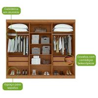 Guarda Roupa Casal Bertha 6 Portas Amêndoa Clean Off White Com Pés E Espelho - Lopas - 5