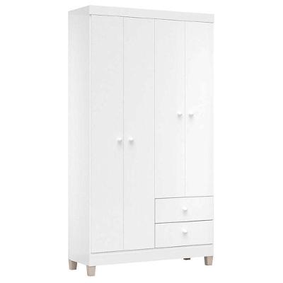 Guarda Roupa Infantil Baby Kids 4 Portas 2 Gavetas Branco Flex