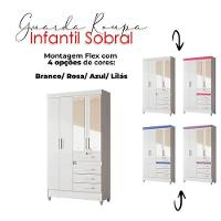 Guarda Roupa Infantil Ambiente Sobral 4 Portas Branco Flex Com Espelho - Moval - 8