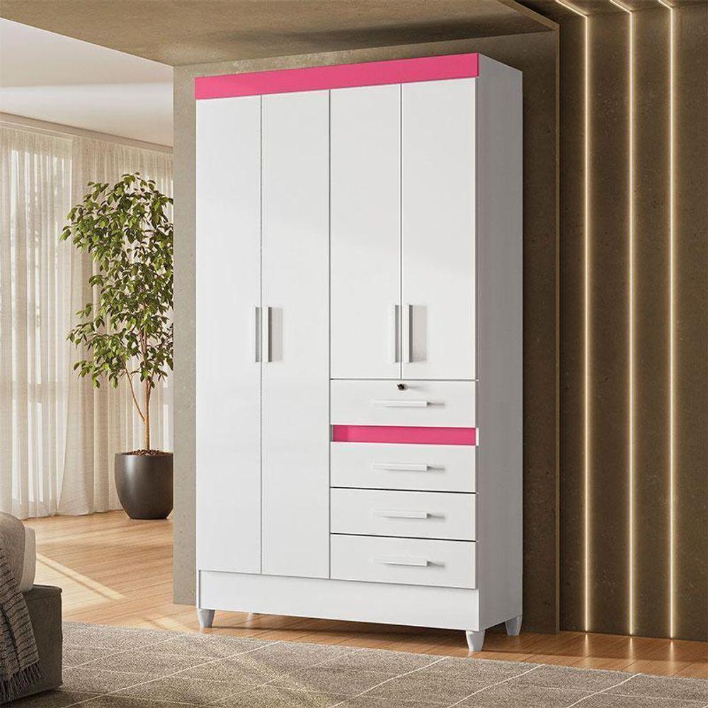 Guarda Roupa Infantil Ambiente Sobral 4 Portas Branco Flex - Moval - 2
