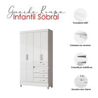 Guarda Roupa Infantil Ambiente Sobral 4 Portas Branco Flex - Moval - 7