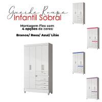 Guarda Roupa Infantil Ambiente Sobral 4 Portas Branco Flex - Moval - 8