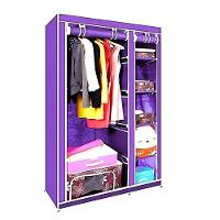 Guarda Roupa Compacto Cabideiro Duplo Arara Prateleiras Sapateira Organizador Camping Quarto Closet Roxo
