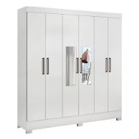 Guarda Roupa Casal Prático Branco Com Espelho - Demóbile - 1