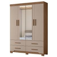 Guarda Roupa Solteiro Miami E Cômoda Vênus Com Pés Carvalho Fendi – Moval - 2