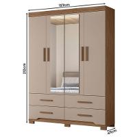 Guarda Roupa Solteiro Miami E Cômoda Vênus Com Pés Carvalho Fendi – Moval