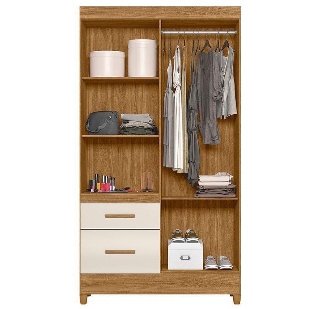 Guarda Roupa Solteiro Madri 4 Portas Freijó Off White Com Espelho - Moval - 3