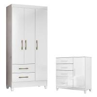 Guarda Roupa Infantil Lima E Cômoda Vênus Com Pés Branco Flex – Moval - 1